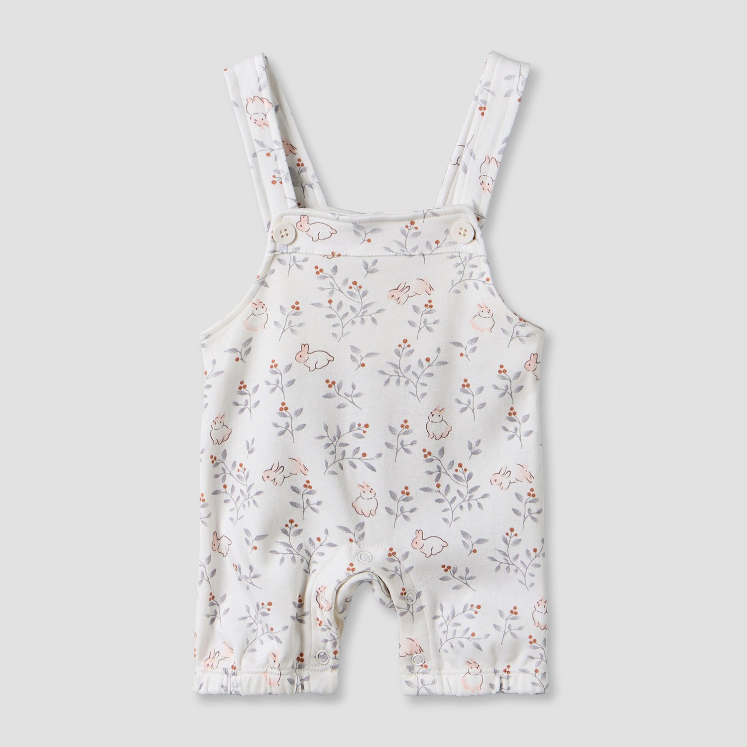 Juniors Round Neck Short Sleeves T-shirt and Dungaree Set with Bunny Print