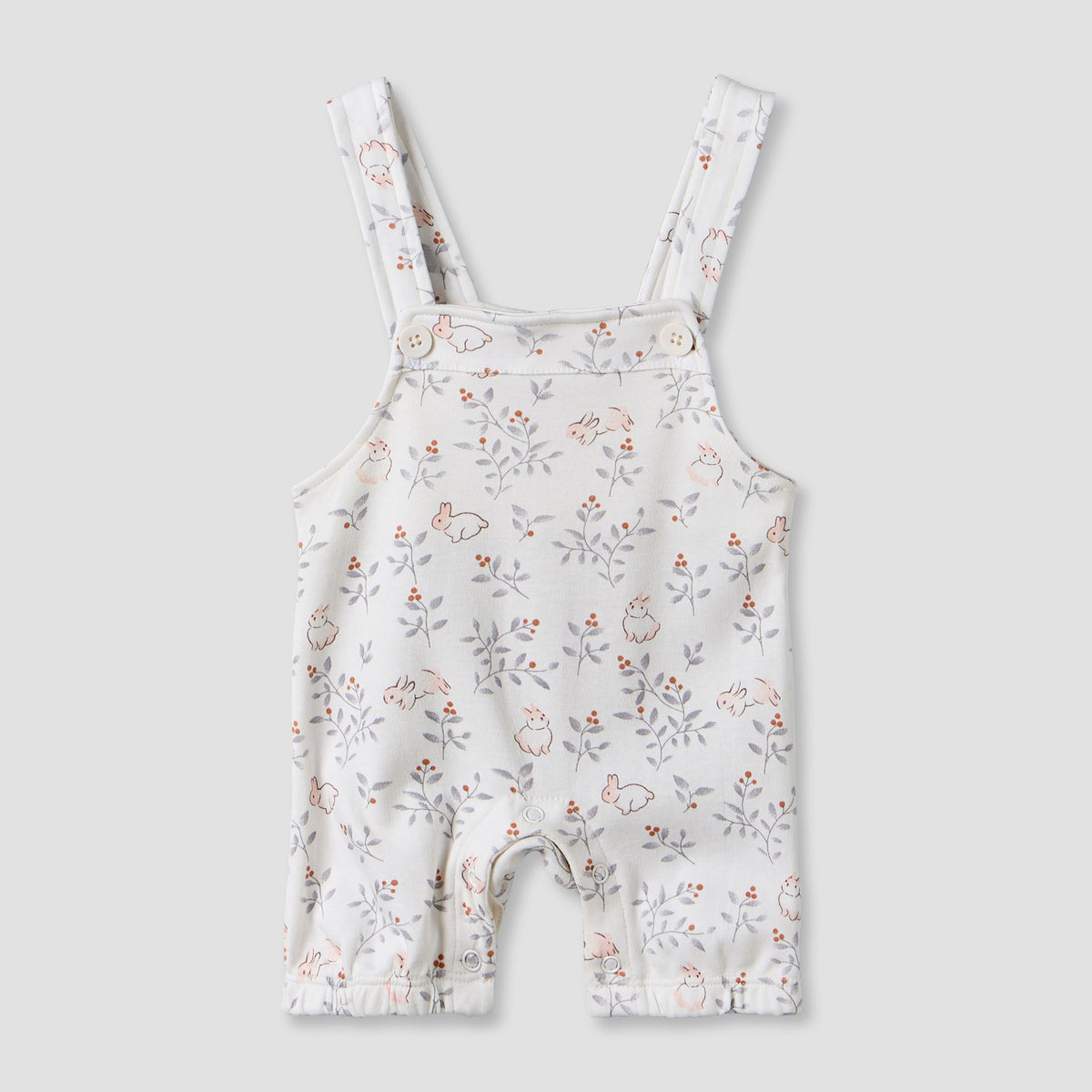 Juniors Round Neck Short Sleeves T-shirt and Dungaree Set with Bunny Print
