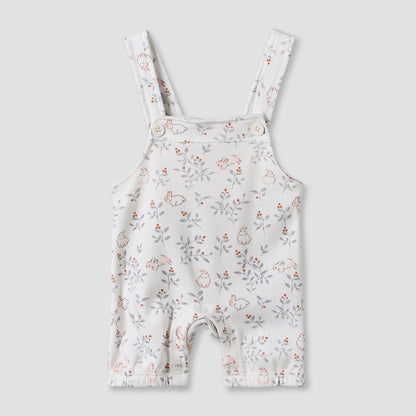 Juniors Round Neck Short Sleeves T-shirt and Dungaree Set with Bunny Print