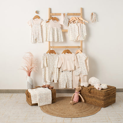 Juniors Round Neck Short Sleeves T-shirt and Dungaree Set with Bunny Print