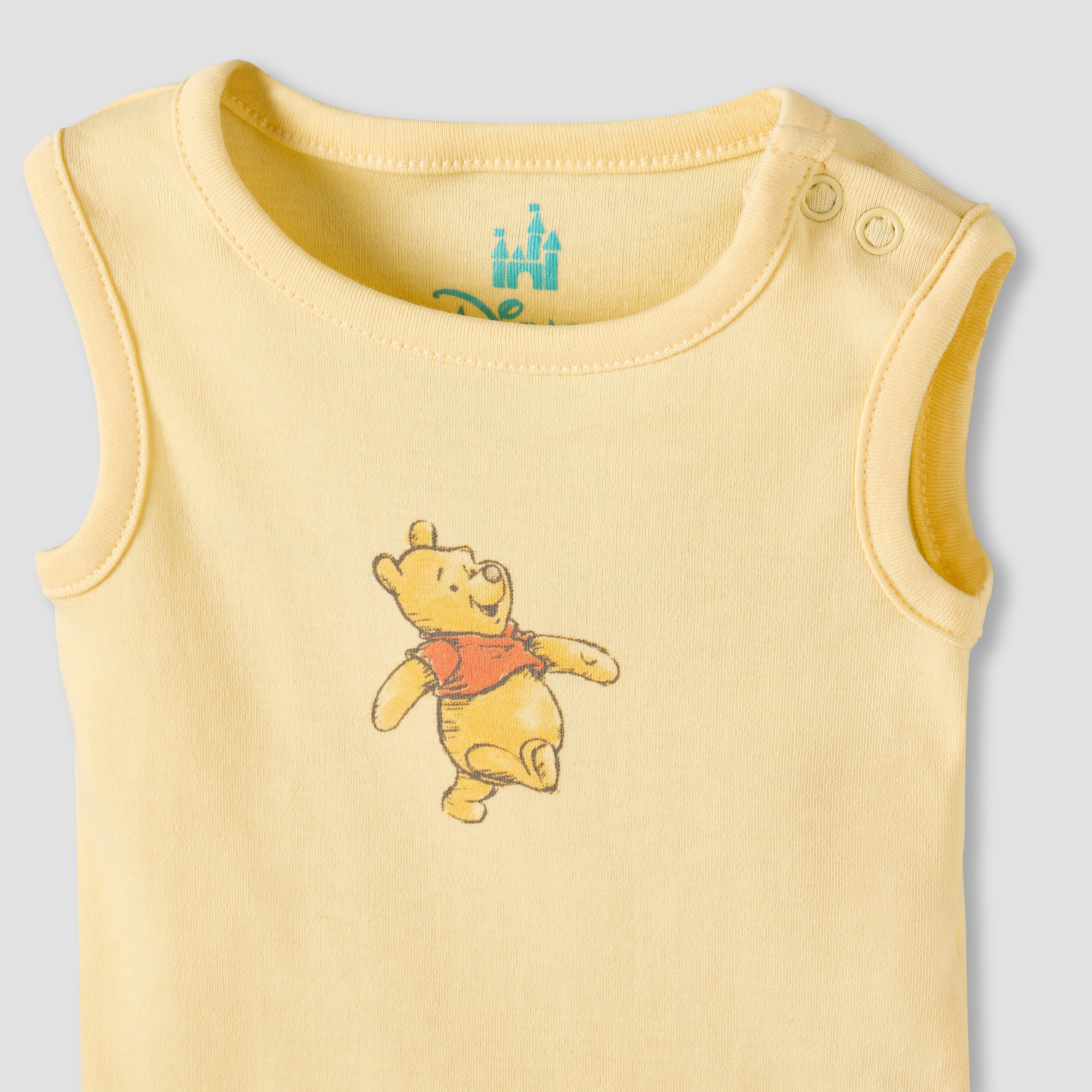 Pack of 3 Disney Round Neck Sleeveless Bodysuit with Winnie the Pooh Print