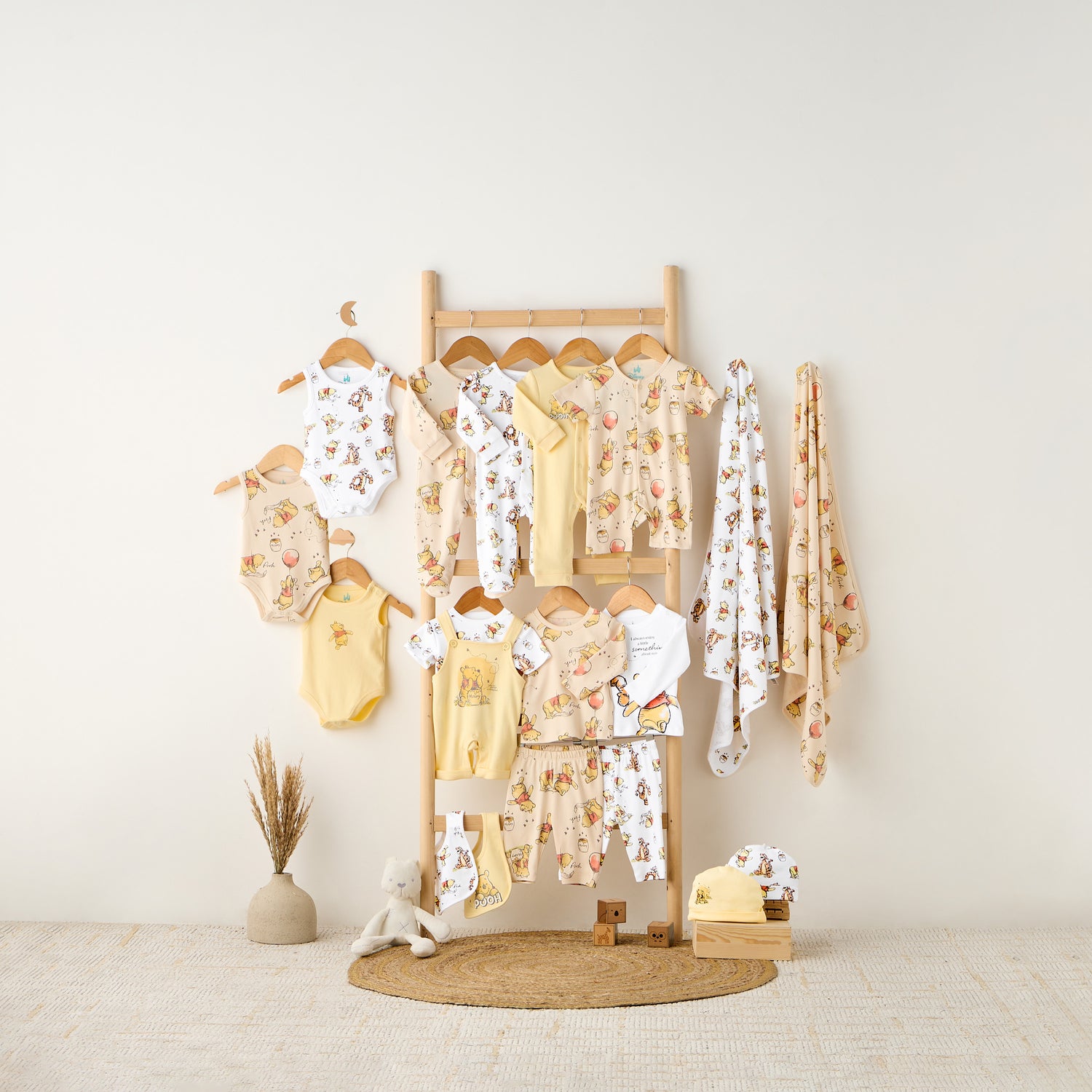 Pack of 3 Disney Round Neck Sleeveless Bodysuit with Winnie the Pooh Print