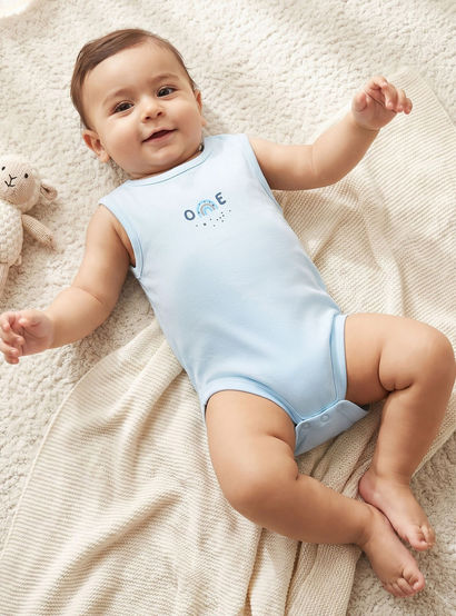 Pack of 3 Juniors Crew Neck Sleeveless Bodysuit with Cute Print-baby-boys-clothing-bodysuits-image-2