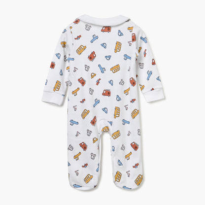 Juniors Vehicle Print Sleepsuit with Long Sleeves and Button Closure