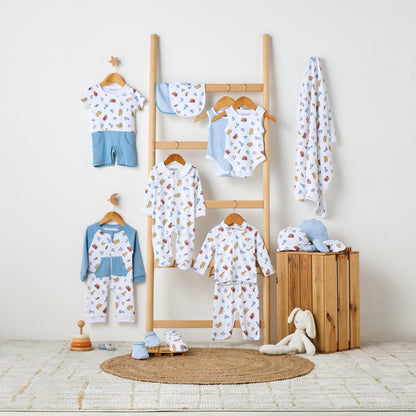 Juniors Vehicle Print Sleepsuit with Long Sleeves and Button Closure