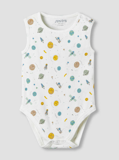 Pack of 3 Juniors Cotton Sleeveless Bodysuit with Space Print-baby-boys-clothing-bodysuits-image-2
