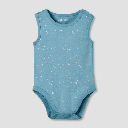 Pack of 3 Juniors Cotton Sleeveless Bodysuit with Space Print