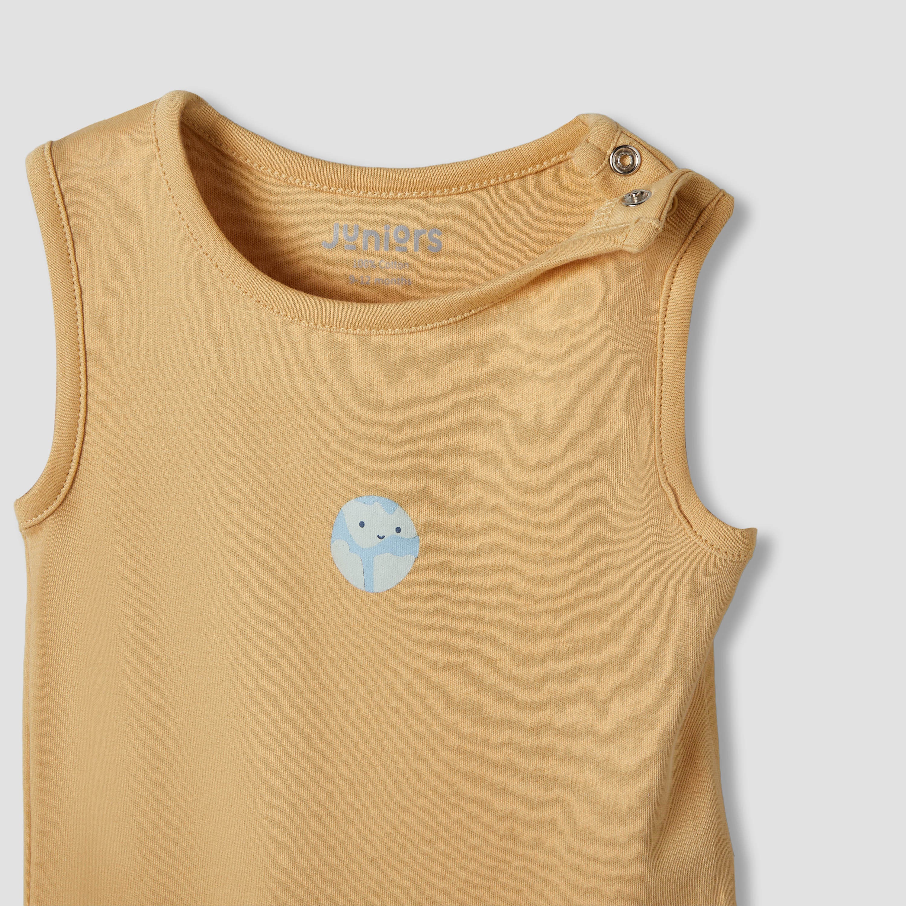 Pack of 3 Juniors Cotton Sleeveless Bodysuit with Space Print
