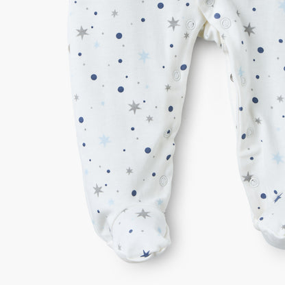 Pack of 2 Juniors Cotton Crew Neck Long Sleeves Sleepsuit with Snap Button Closure
