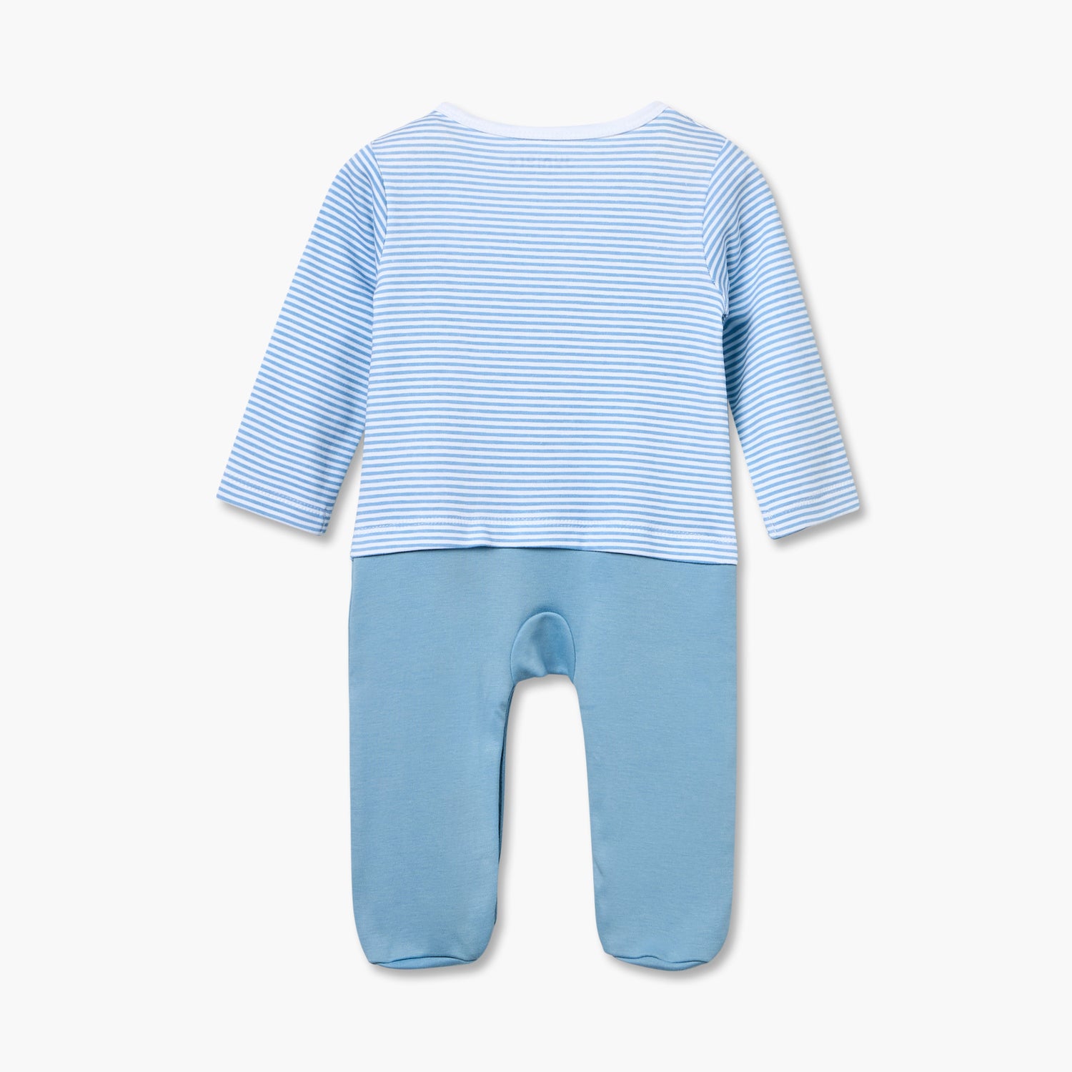 Juniors Striped Sleepsuit with Long Sleeves and Button Closure