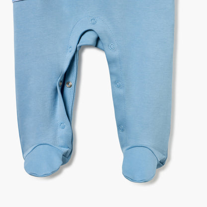 Juniors Striped Sleepsuit with Long Sleeves and Button Closure