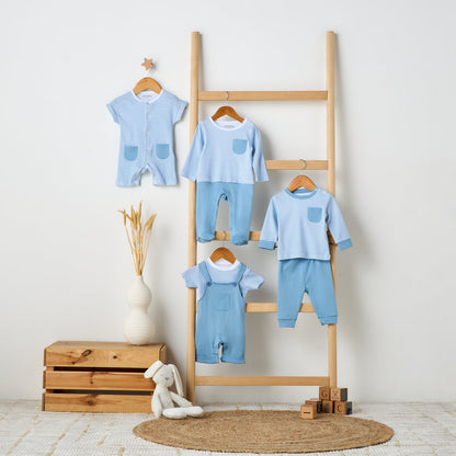Juniors Striped Sleepsuit with Long Sleeves and Button Closure