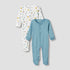 Pack of 2 Juniors Cotton Long Sleeves Sleepsuit with Space Print - Blue / 9-12 mths