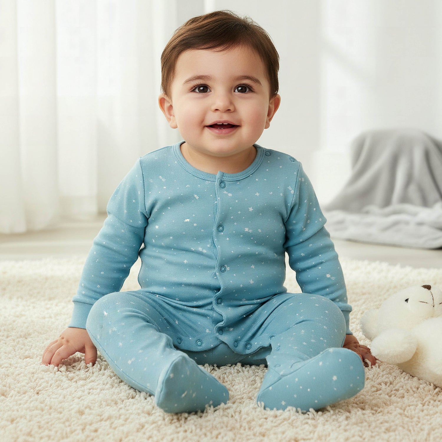 Pack of 2 Juniors Cotton Long Sleeves Sleepsuit with Space Print