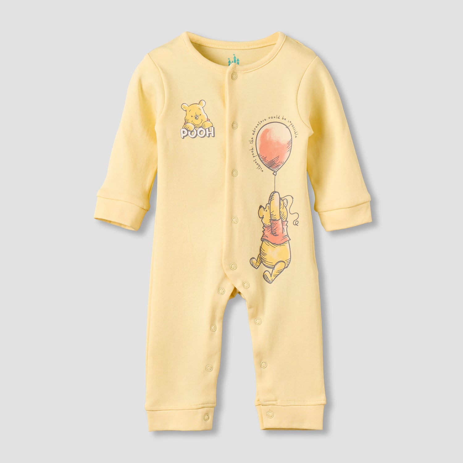 Set of 2 Disney Cotton Round Neck Sleepsuit and Romper with Winnie the Pooh Print