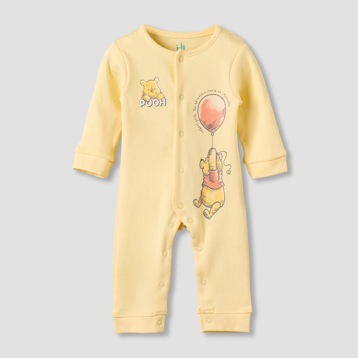 Set of 2 Disney Cotton Round Neck Sleepsuit and Romper with Winnie the Pooh Print