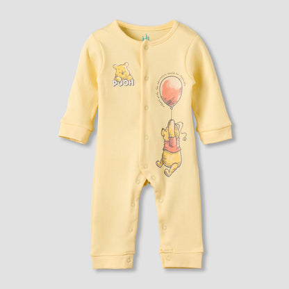 Set of 2 Disney Cotton Round Neck Sleepsuit and Romper with Winnie the Pooh Print