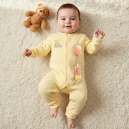 Set of 2 Disney Cotton Round Neck Sleepsuit and Romper with Winnie the Pooh Print