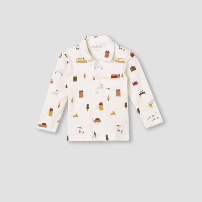 Juniors Pyjama Set with Farmyard Print – Cotton – Long Sleeve – Collared Neck