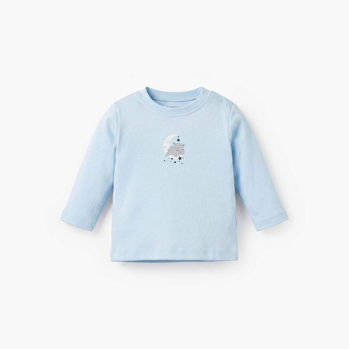 Juniors Cotton Crew Neck Long Sleeves Pyjama Set with Celestial Print