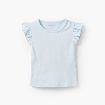 Juniors Crew Neck Sleeveless Top and Dungaree Dress Set with Aquatic Print