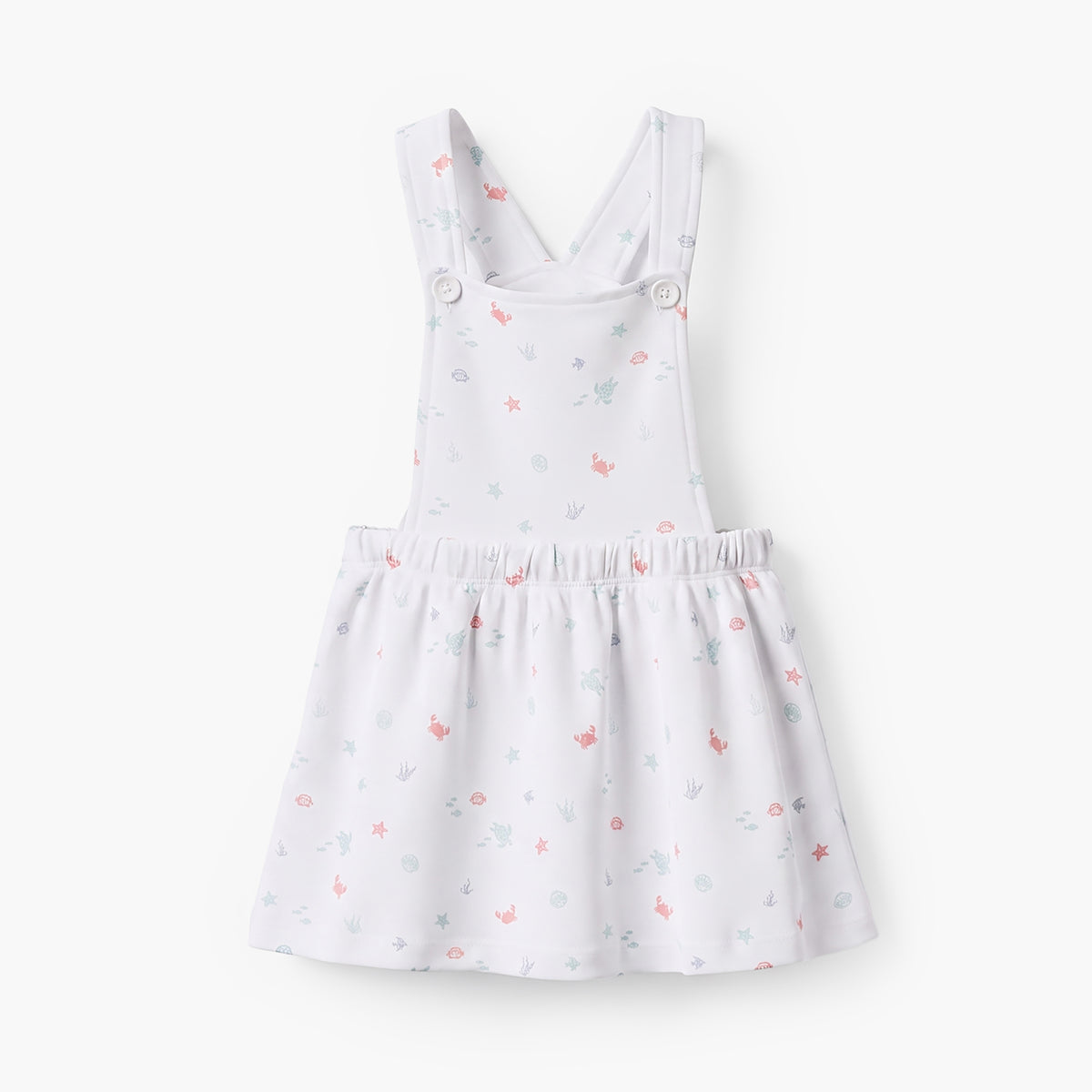 Juniors Crew Neck Sleeveless Top and Dungaree Dress Set with Aquatic Print