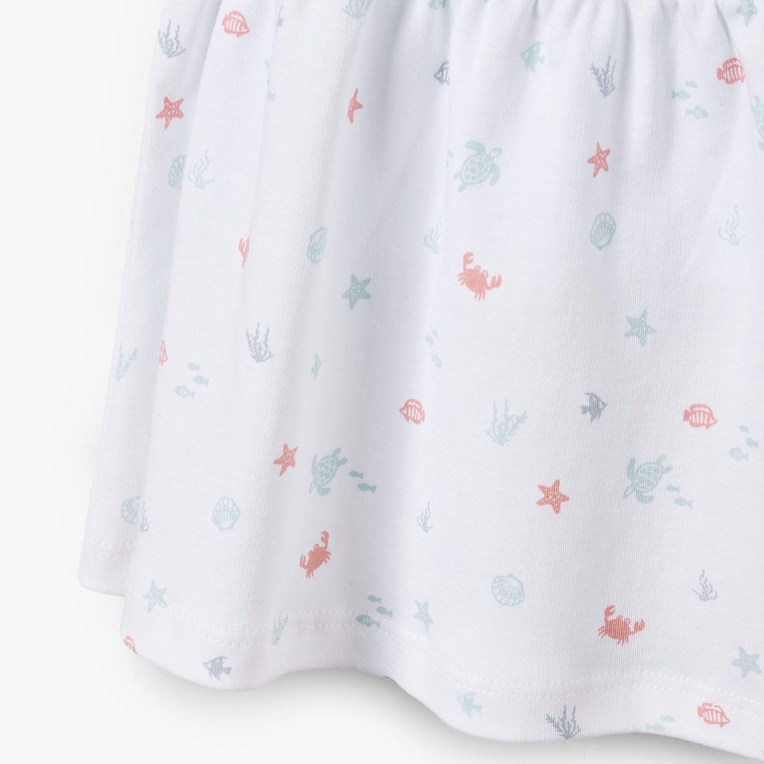 Juniors Crew Neck Sleeveless Top and Dungaree Dress Set with Aquatic Print