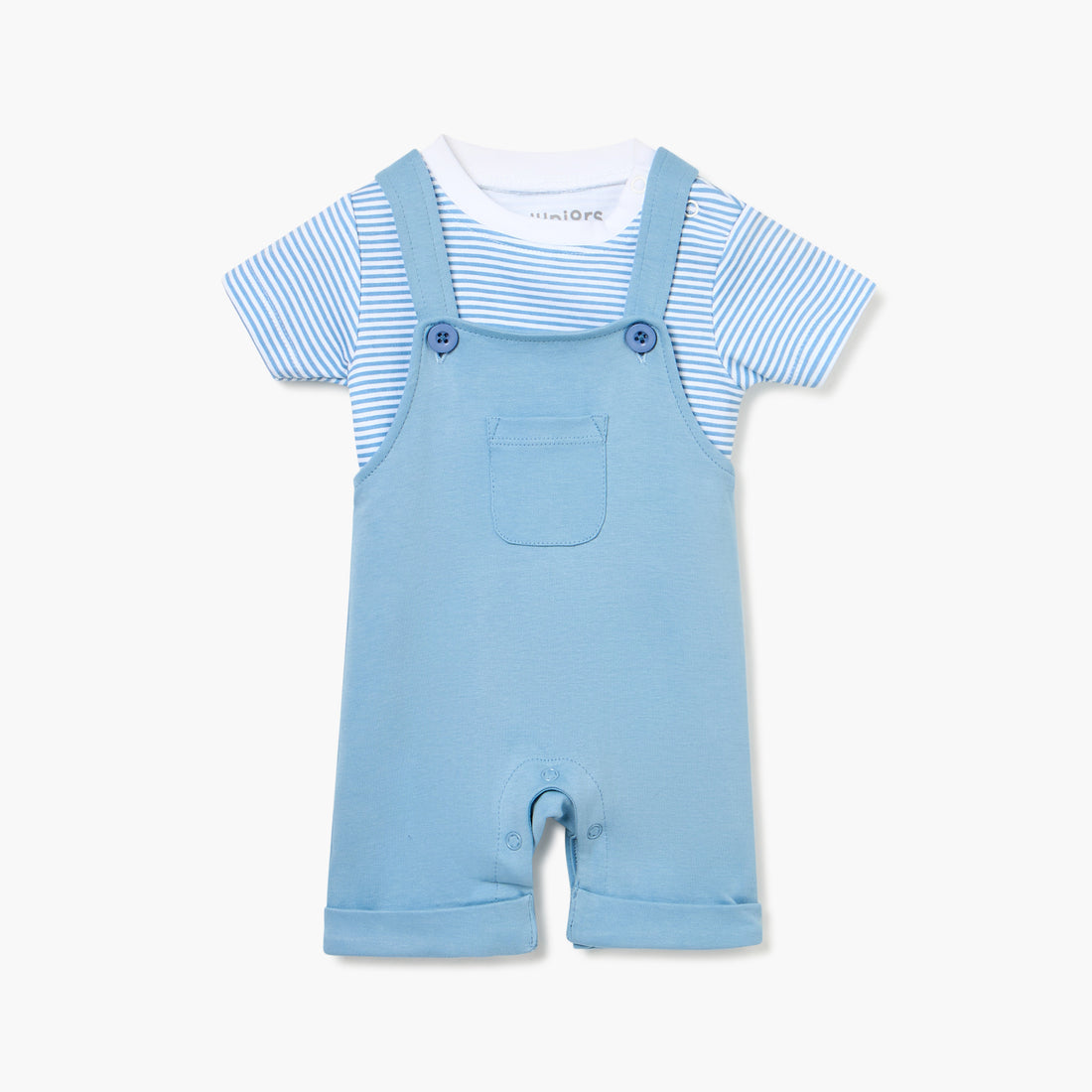 Juniors Striped T-shirt and Dungaree Set - Blue / 12-18 mths