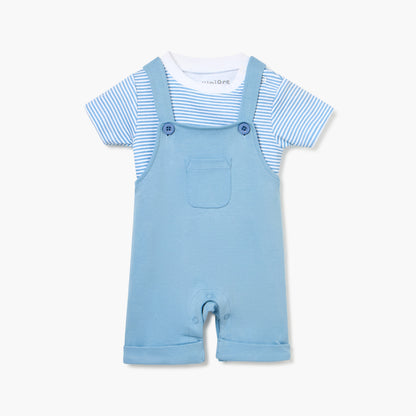 Juniors Striped T-shirt and Dungaree Set - Blue / 12-18 mths