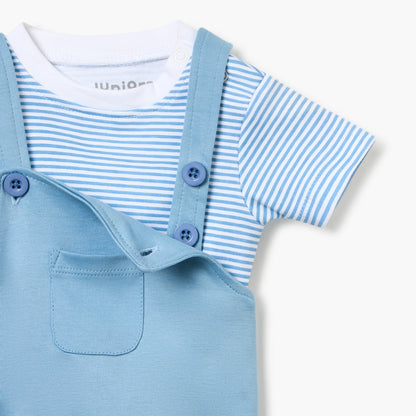 Juniors Striped T-shirt and Dungaree Set