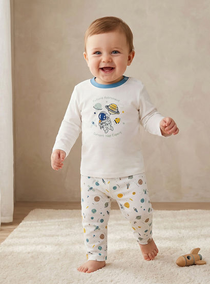 Pack of 2 Juniors Cotton Long Sleeves Pyjama Set with Space Print-baby-boys-clothing-nightwear-pyjamasets-image-2