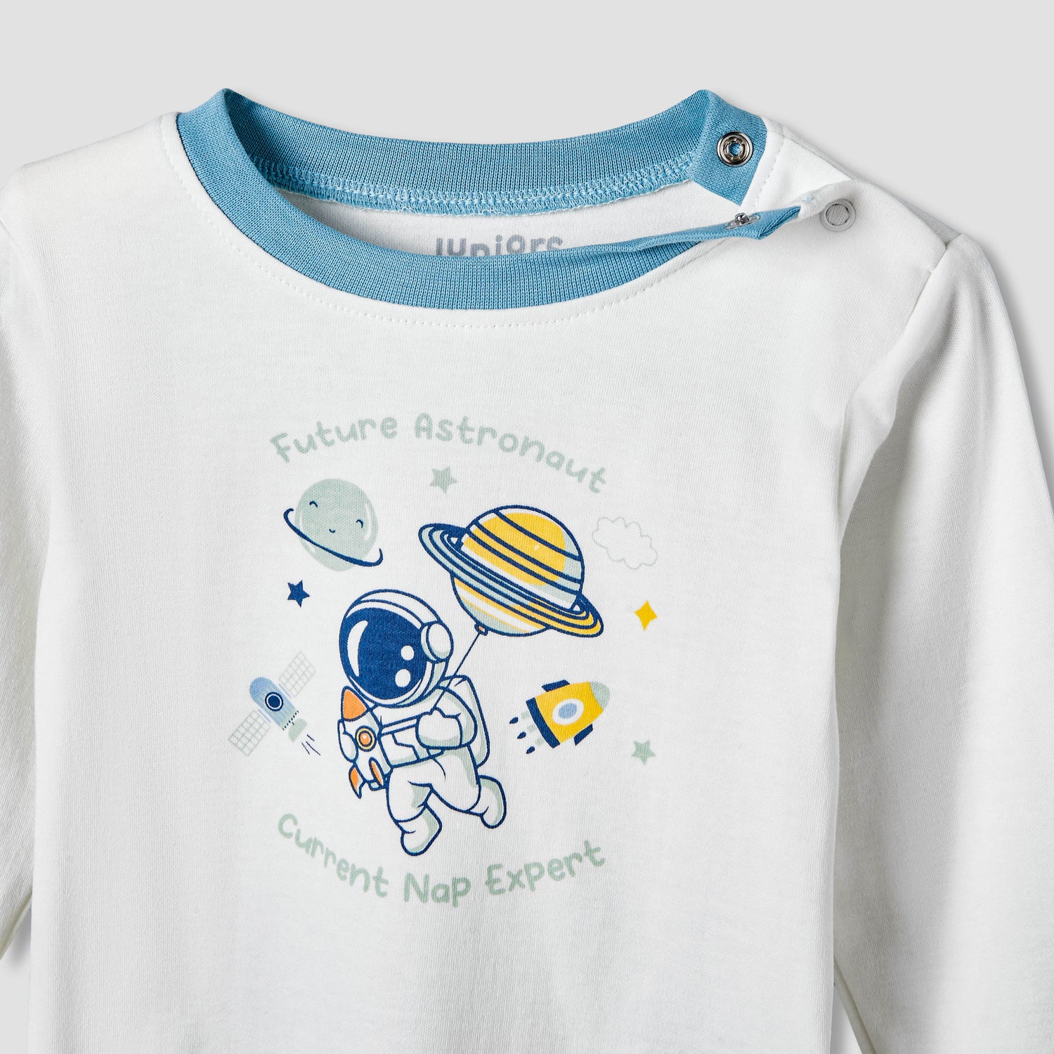 Pack of 2 Juniors Cotton Long Sleeves Pyjama Set with Space Print