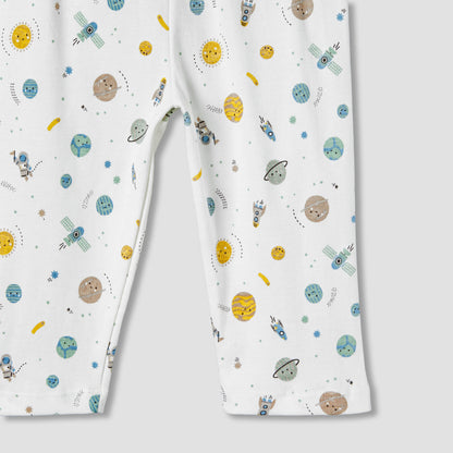 Pack of 2 Juniors Cotton Long Sleeves Pyjama Set with Space Print