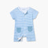 Juniors Striped Romper with Short Sleeves and Button Closure - Blue / 12-18 mths