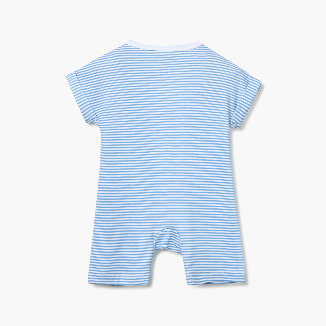 Juniors Striped Romper with Short Sleeves and Button Closure