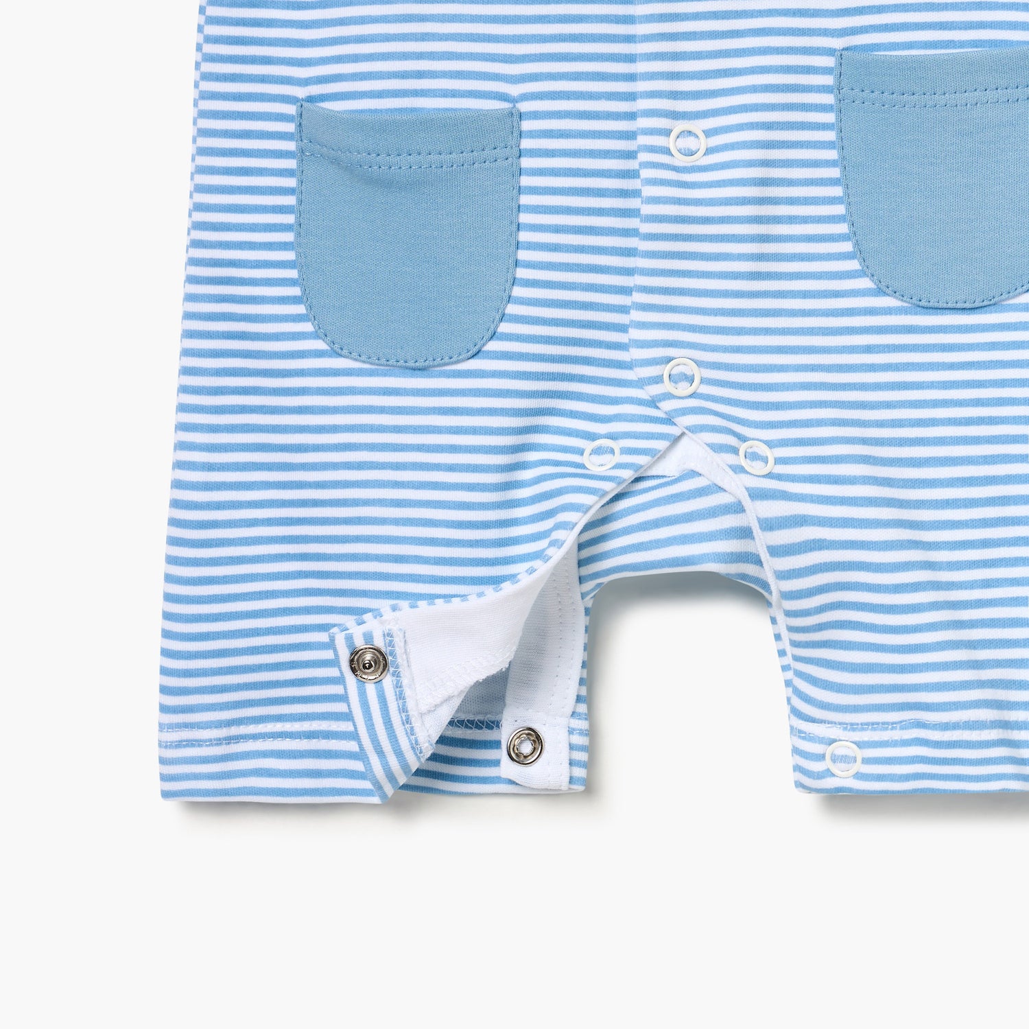 Juniors Striped Romper with Short Sleeves and Button Closure