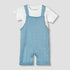 Juniors Round Neck Short Sleeves T-shirt and Dungaree Set with Print - Blue / 12-18 mths