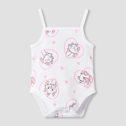 Pack of 3 Disney Square Neck Strappy Bodysuit with Marie Print