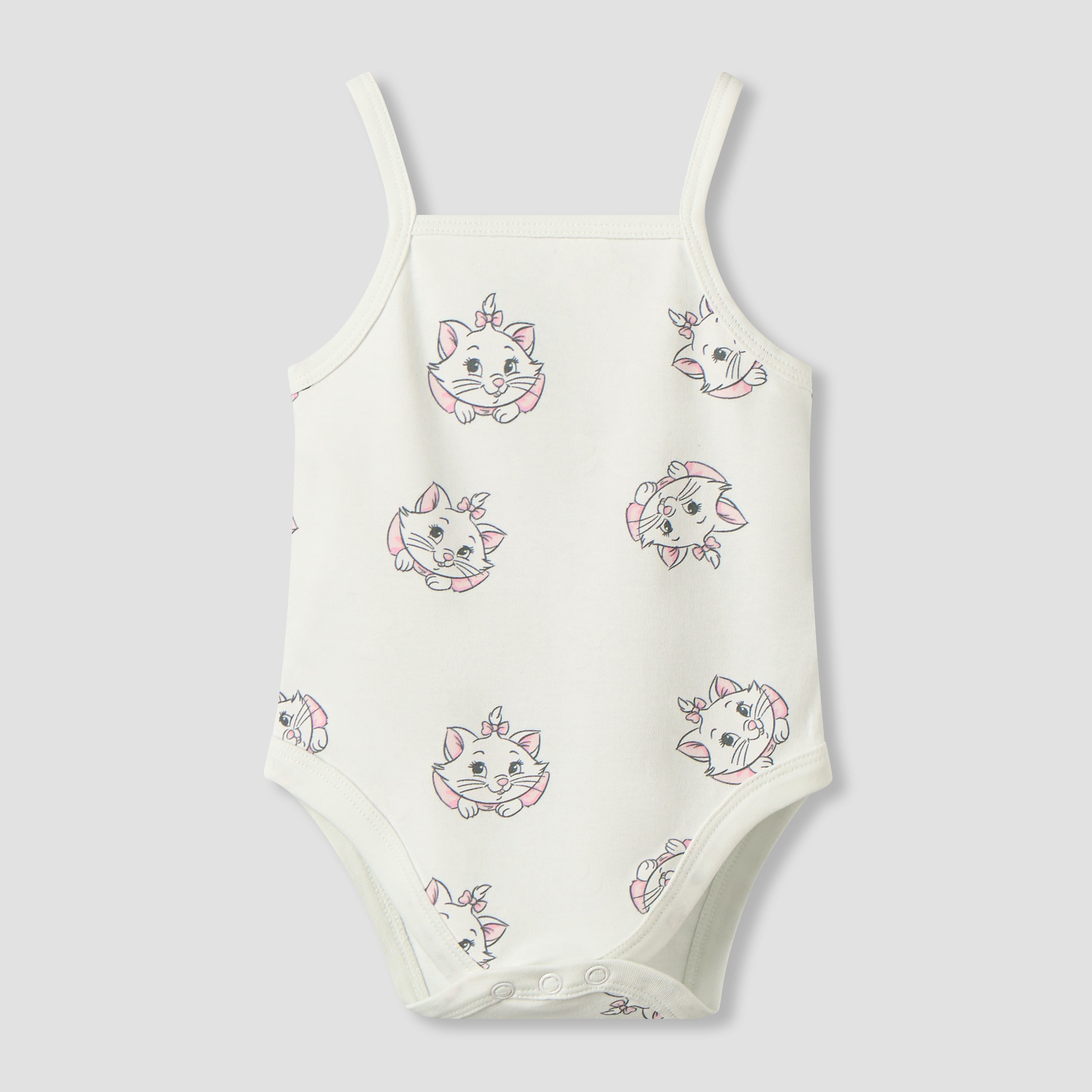 Pack of 3 Disney Square Neck Strappy Bodysuit with Marie Print