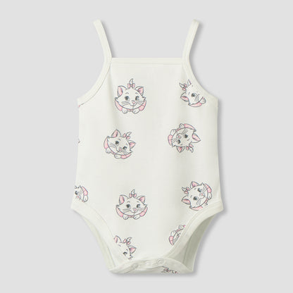 Pack of 3 Disney Square Neck Strappy Bodysuit with Marie Print