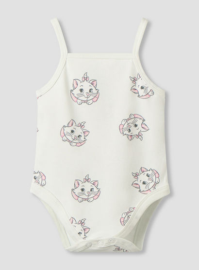Pack of 3 Disney Square Neck Strappy Bodysuit with Marie Print-baby-girls-clothing-bodysuits-image-5