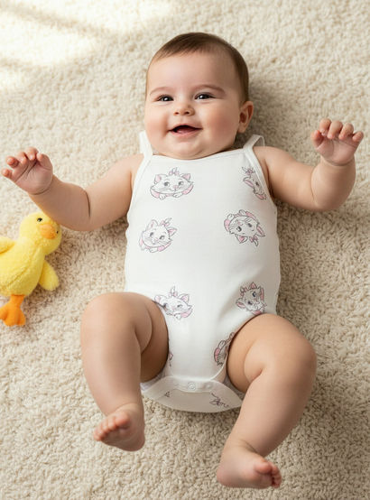 Pack of 3 Disney Square Neck Strappy Bodysuit with Marie Print-baby-girls-clothing-bodysuits-image-2