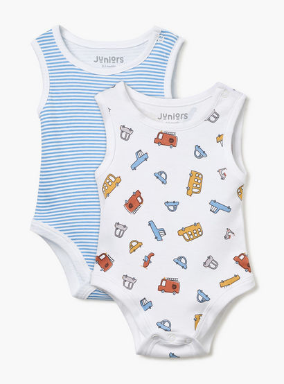 Juniors Printed Sleeveless Bodysuit - Set of 2-baby-boys-clothing-bodysuits-image-1