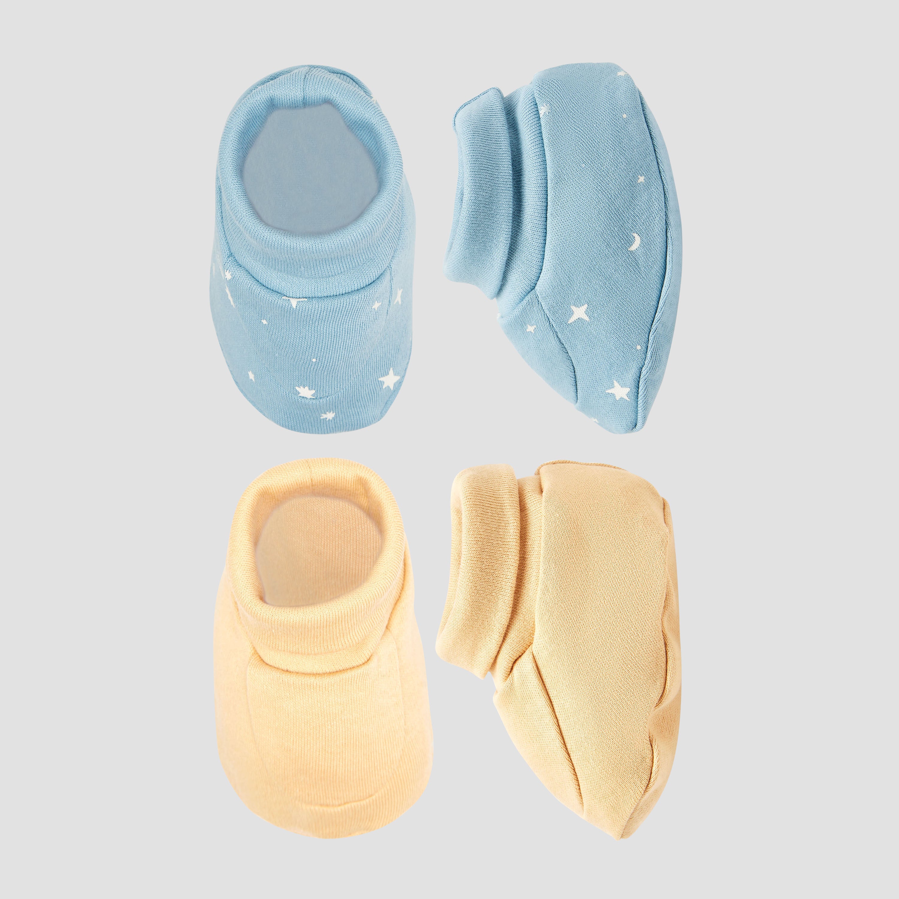 Pack of 2 Juniors Booties with Cuffed Hem, Assorted Print - Blue / 0-6 mths