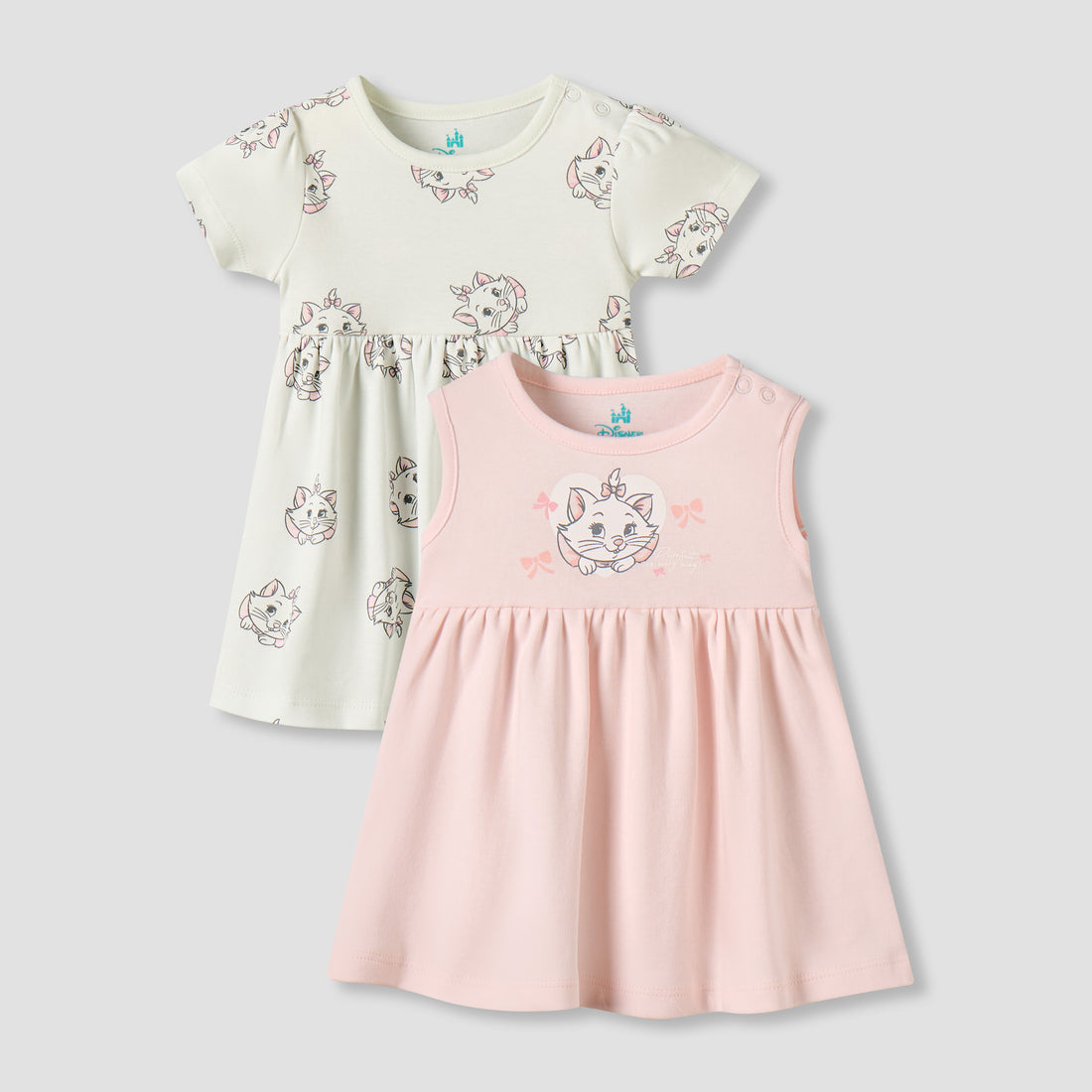 Pack of 2 Disney Round Neck A-line Dress with Marie Print - Pink / 12-18 mths