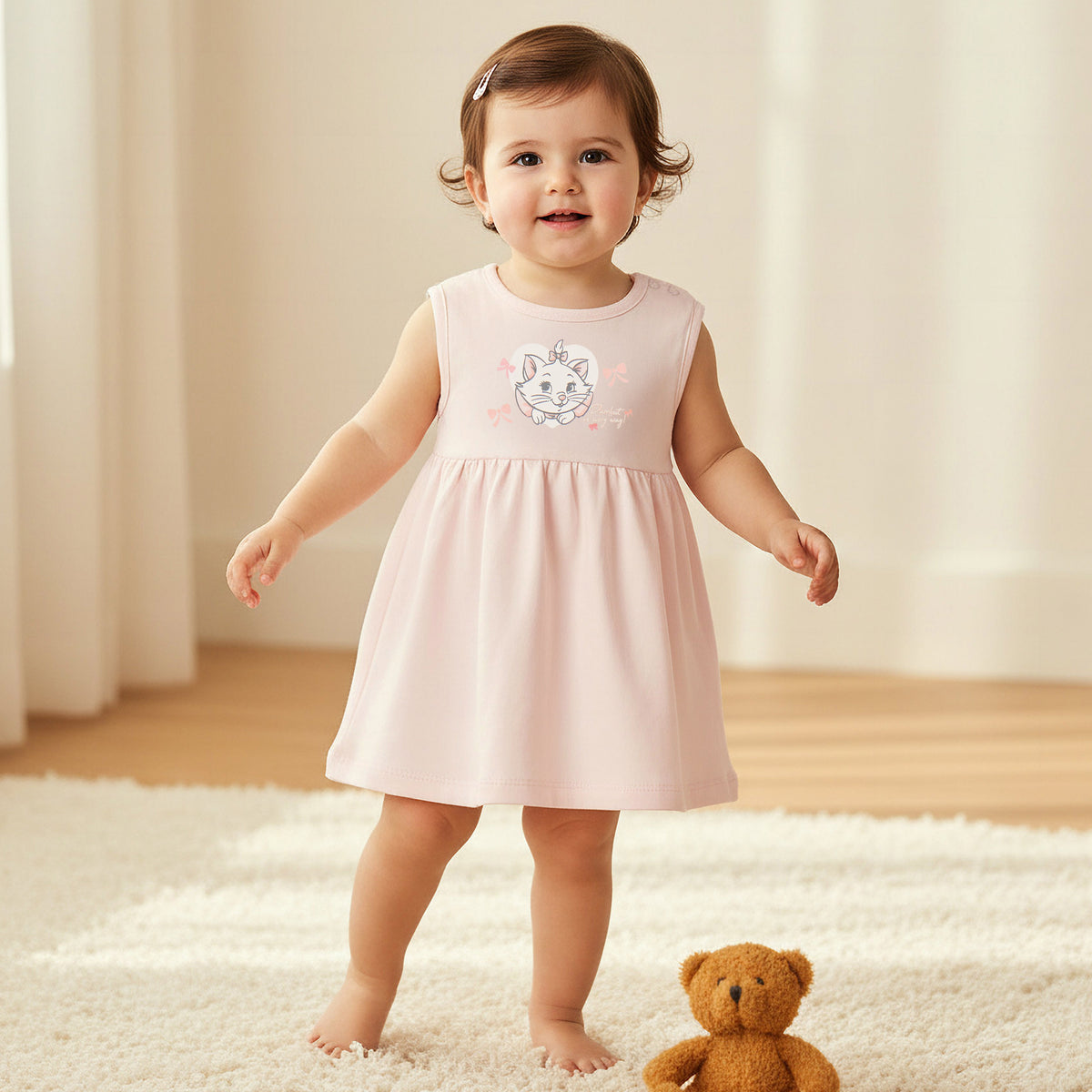 Pack of 2 Disney Round Neck A-line Dress with Marie Print