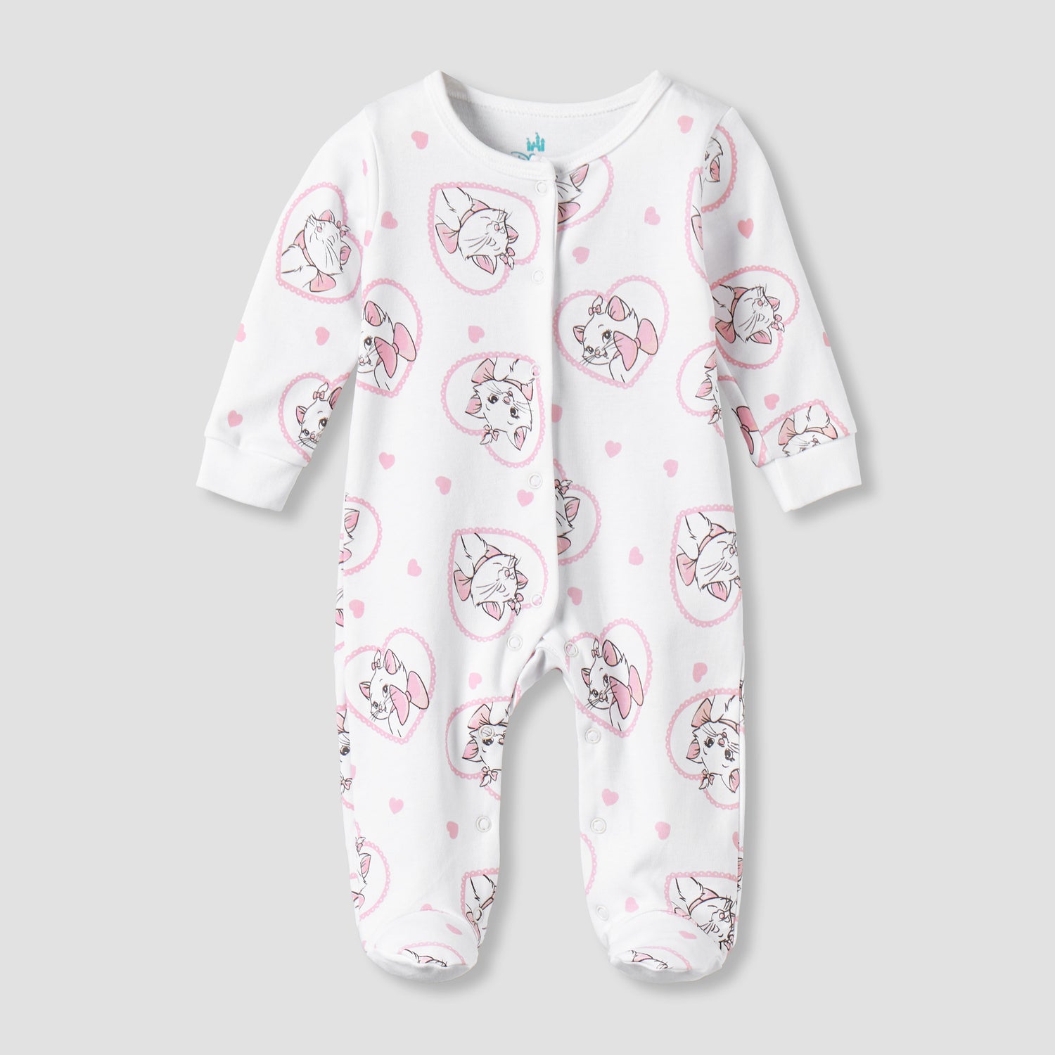 Pack of 2 Disney Cotton Round Neck Long Sleeves Sleepsuit with Marie Print