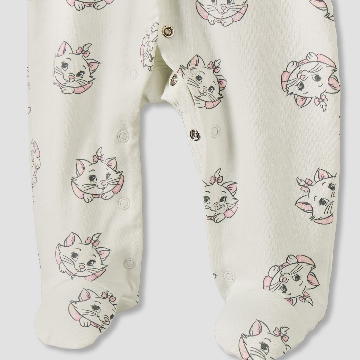 Pack of 2 Disney Cotton Round Neck Long Sleeves Sleepsuit with Marie Print
