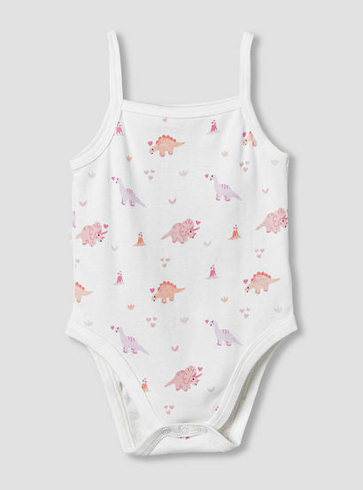 Pack of 3 Juniors Cotton Strappy Bodysuit with Dinosaur Print-baby-girls-clothing-bodysuits-image-3