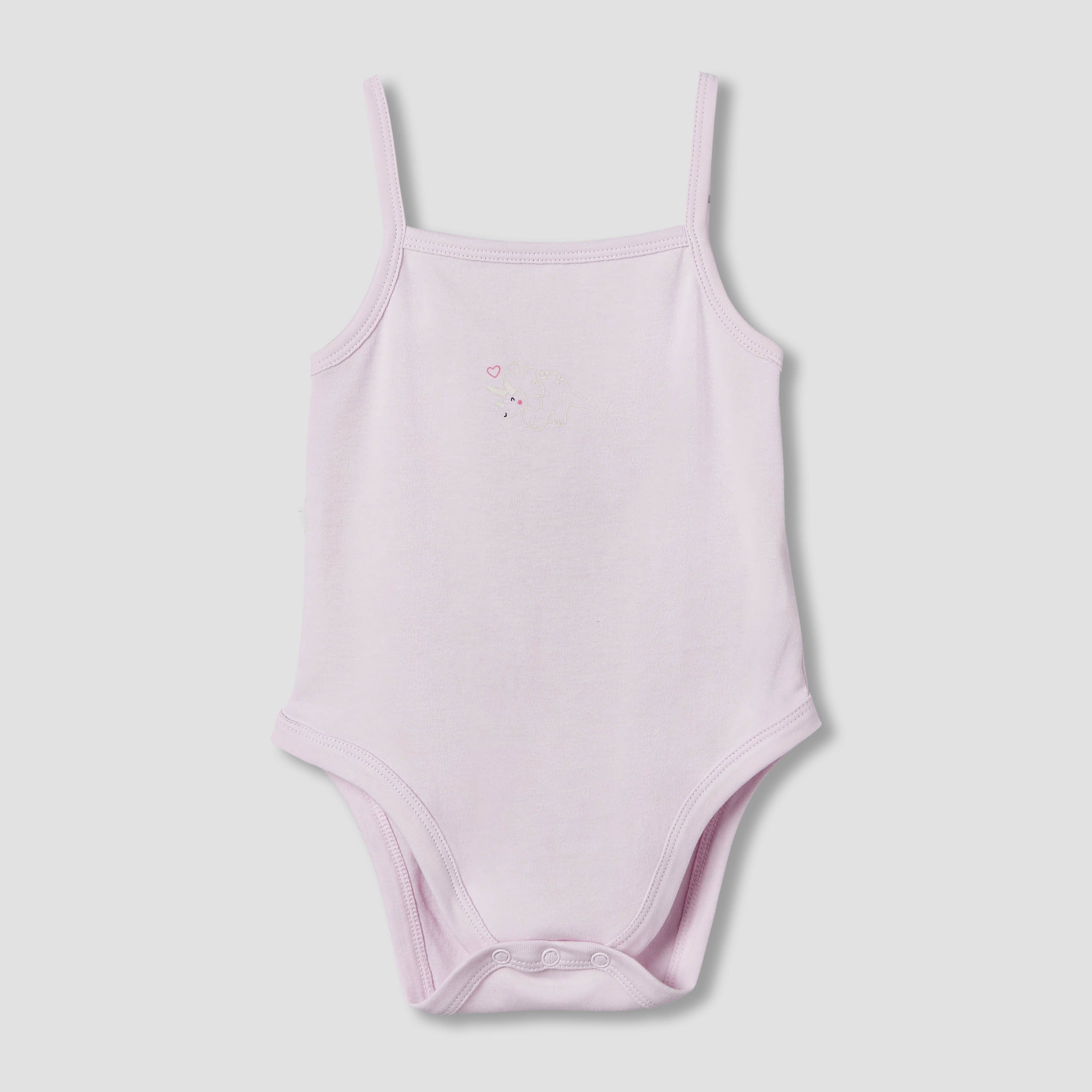 Pack of 3 Juniors Cotton Strappy Bodysuit with Dinosaur Print